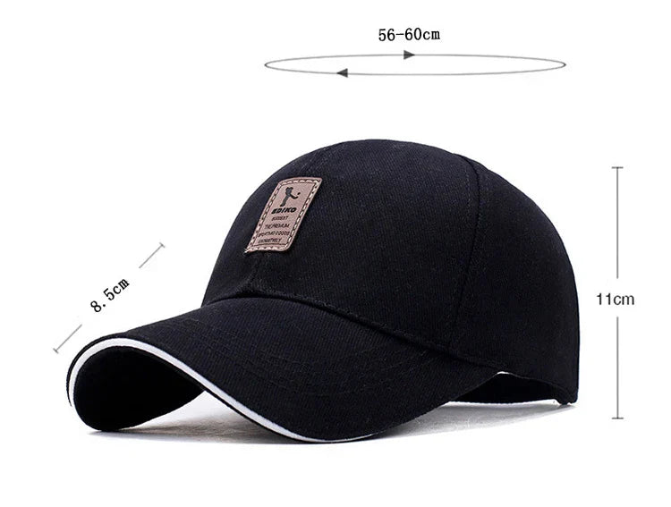 Men Structured Baseball Cap Solid Cotton Snapback Spring Autumn Women Label Stick