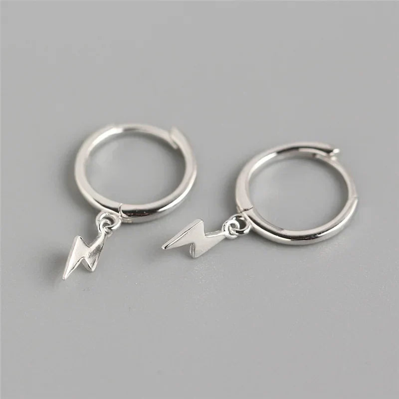 Real 100% 925 Sterling Silver Punk Hip-Hop Link Chain Gothic Studs Earrings for Fashion Women Jewelry Accessories 2022