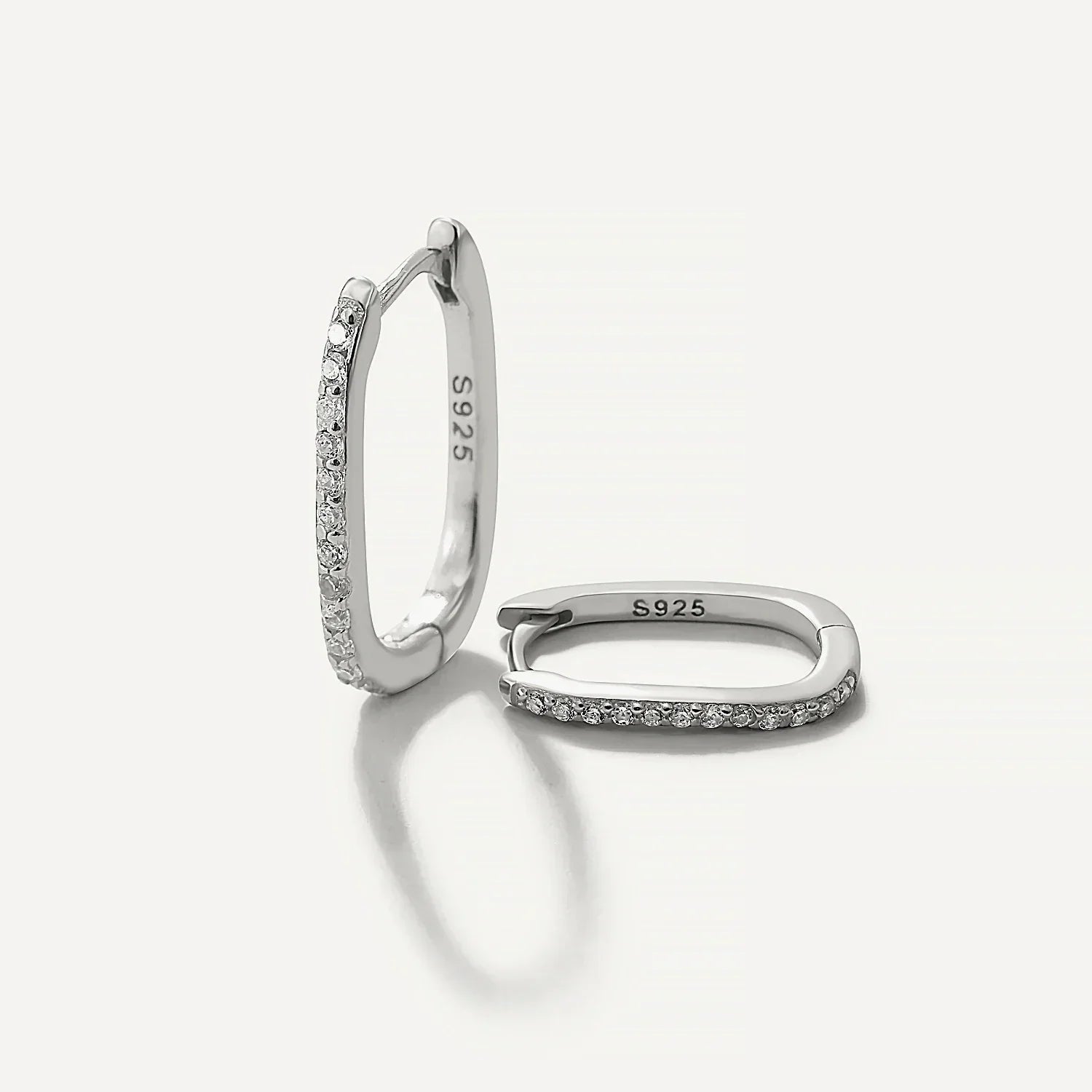 925 Sterling Silver Square Piercing Huggie Hoop Earrings for Women Simple Cubic Zirconia Earings Fine Jewelry Pendientes
