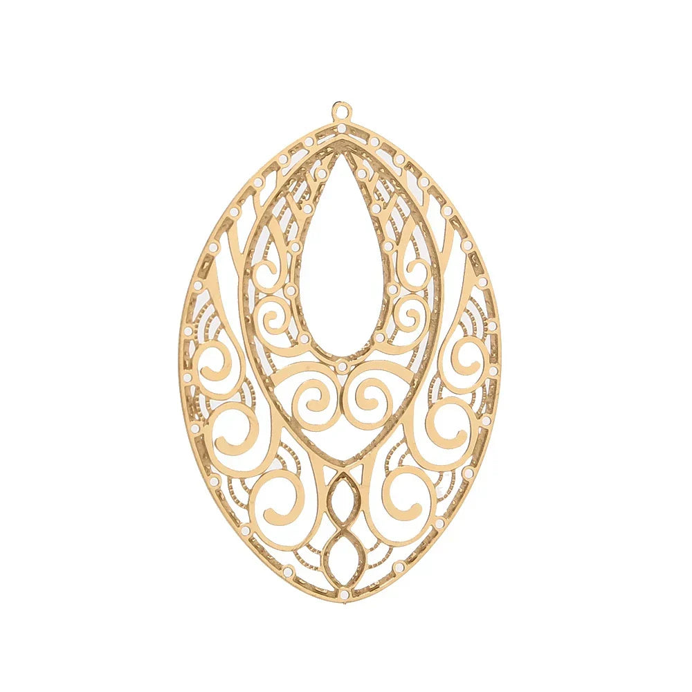 4pcs Gold Stainless Steel Filigree Earring Charm Pendants Connectors for Earring DIY Jewelry Making Supplies wholesale