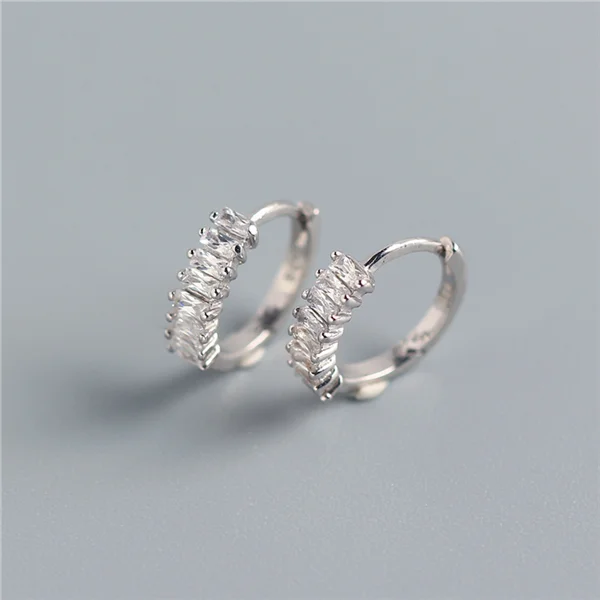 Real 100% 925 Sterling Silver Punk Hip-Hop Link Chain Gothic Studs Earrings for Fashion Women Jewelry Accessories 2022
