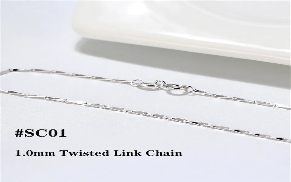 Real 925 Silver Link Chain Necklace For Women Men Basic Neck Chain Trendy Silver Cross Box Snake Chain Jewelry OSC20