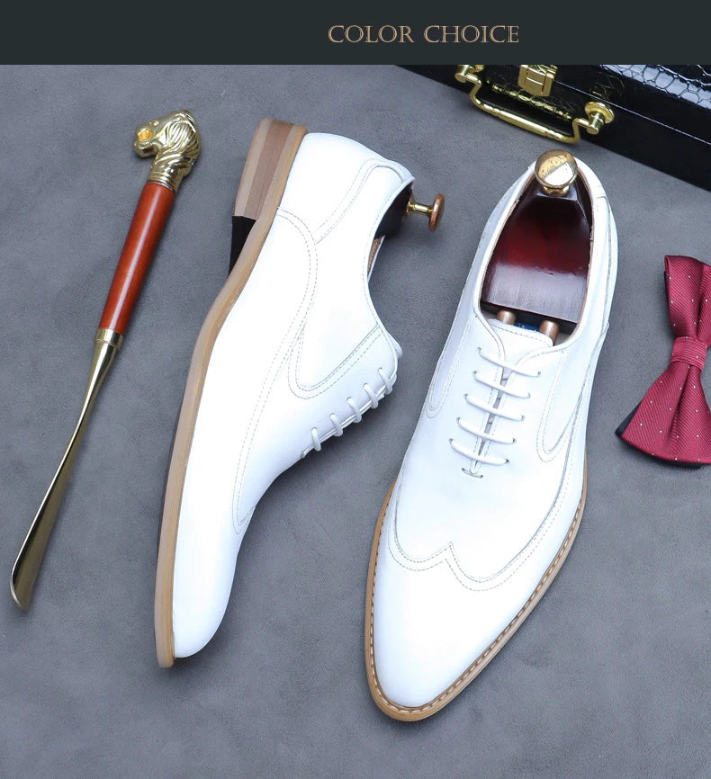 new white shoes for men Leather shoes men's business dress breathable leather shoe British lace-up fashion wedding party