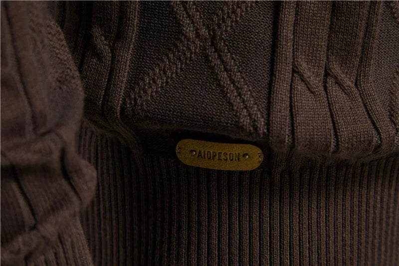 Cotton Argyle Cardigan Men Casual Single Breasted Solid Color Business Mens Cardigans New Winter Fashion Sweater Man