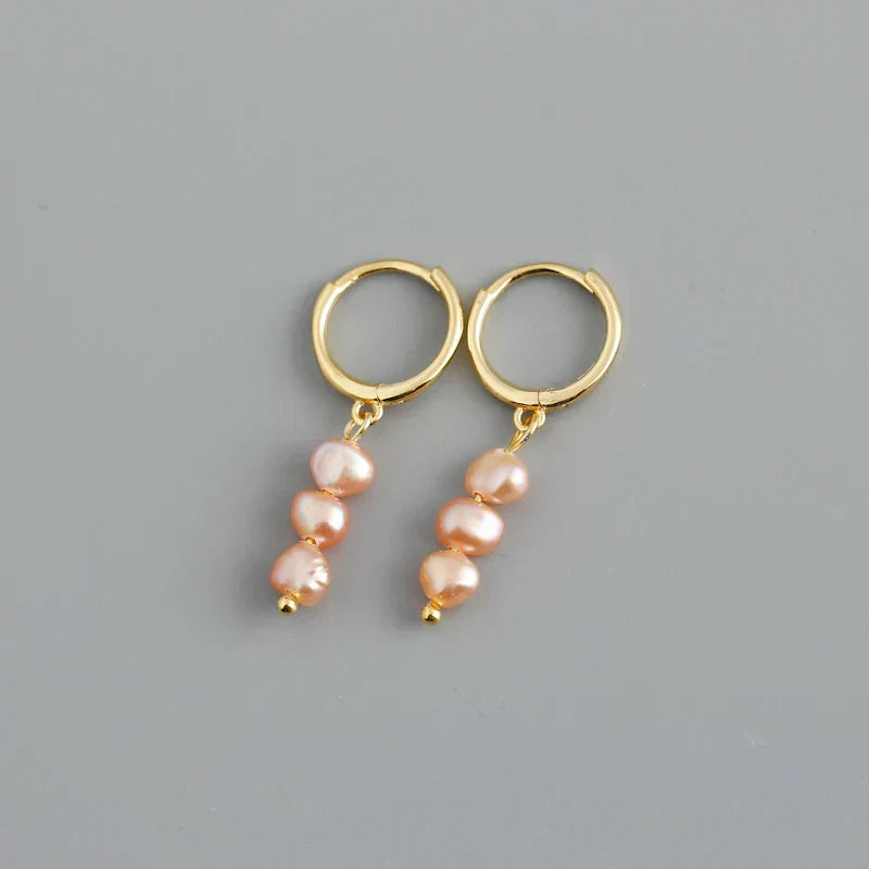 Real 925 Sterling Silver Natural Freshwater Baroque Pearl Stud Earrings for Women Bohemian Charming Jewelry Trend 2021