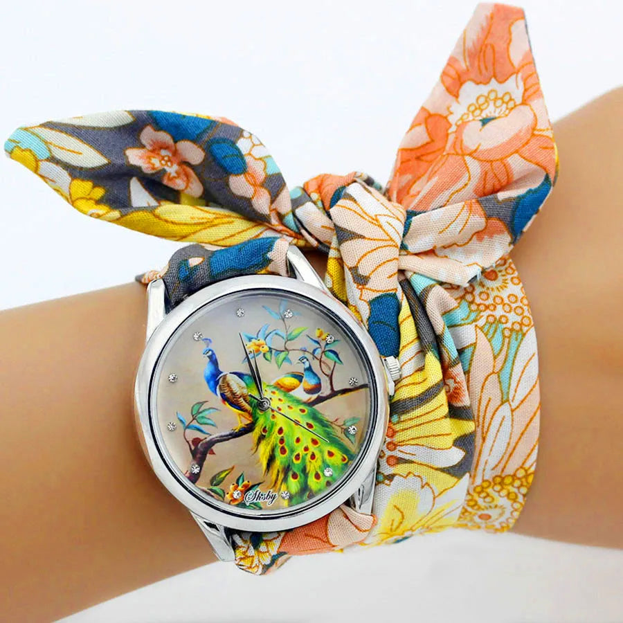 New Ladies Cloth Wristwatch Fashion Women Dress Watch High Quality Silver  Quartz Watch Sweet Girls Watch Fabric Clock