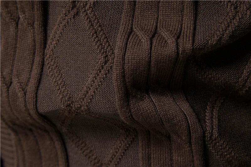 Cotton Argyle Cardigan Men Casual Single Breasted Solid Color Business Mens Cardigans New Winter Fashion Sweater Man