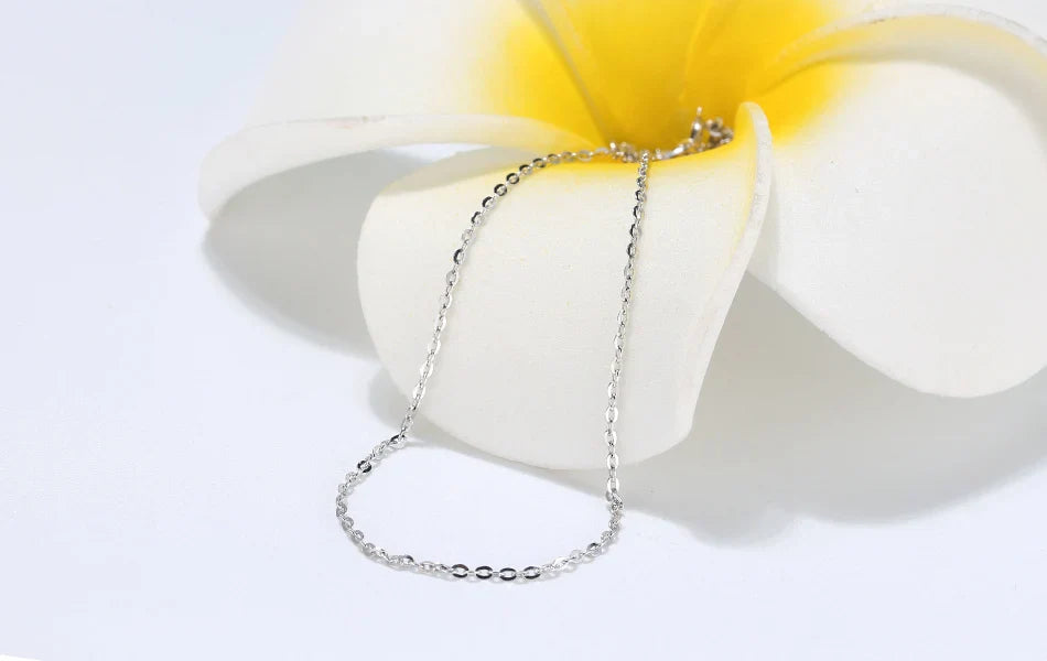 Real 925 Silver Link Chain Necklace For Women Men Basic Neck Chain Trendy Silver Cross Box Snake Chain Jewelry OSC20
