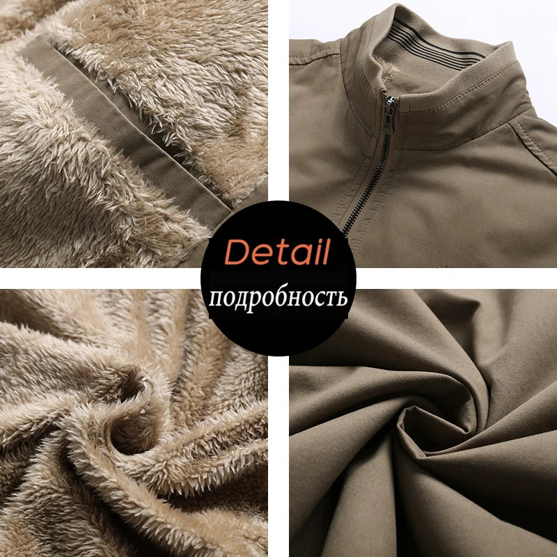2025 Autumn Men Jackets 100% Cotton Chaqueta Casual Solid Fashion Vintage Warm Vestes Coats High Quality M-5XL Winter Jacket Men