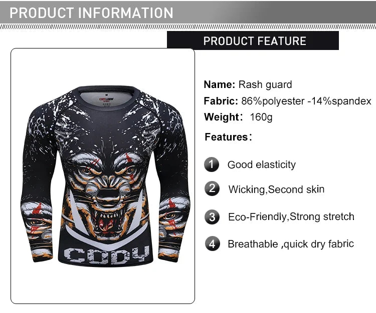UV Sun Protection Sports Rash Guard With Snake Print Masculine jiu jitsu Bjj Rashguard No Gi MMA Clothes Compression Sweatshirts