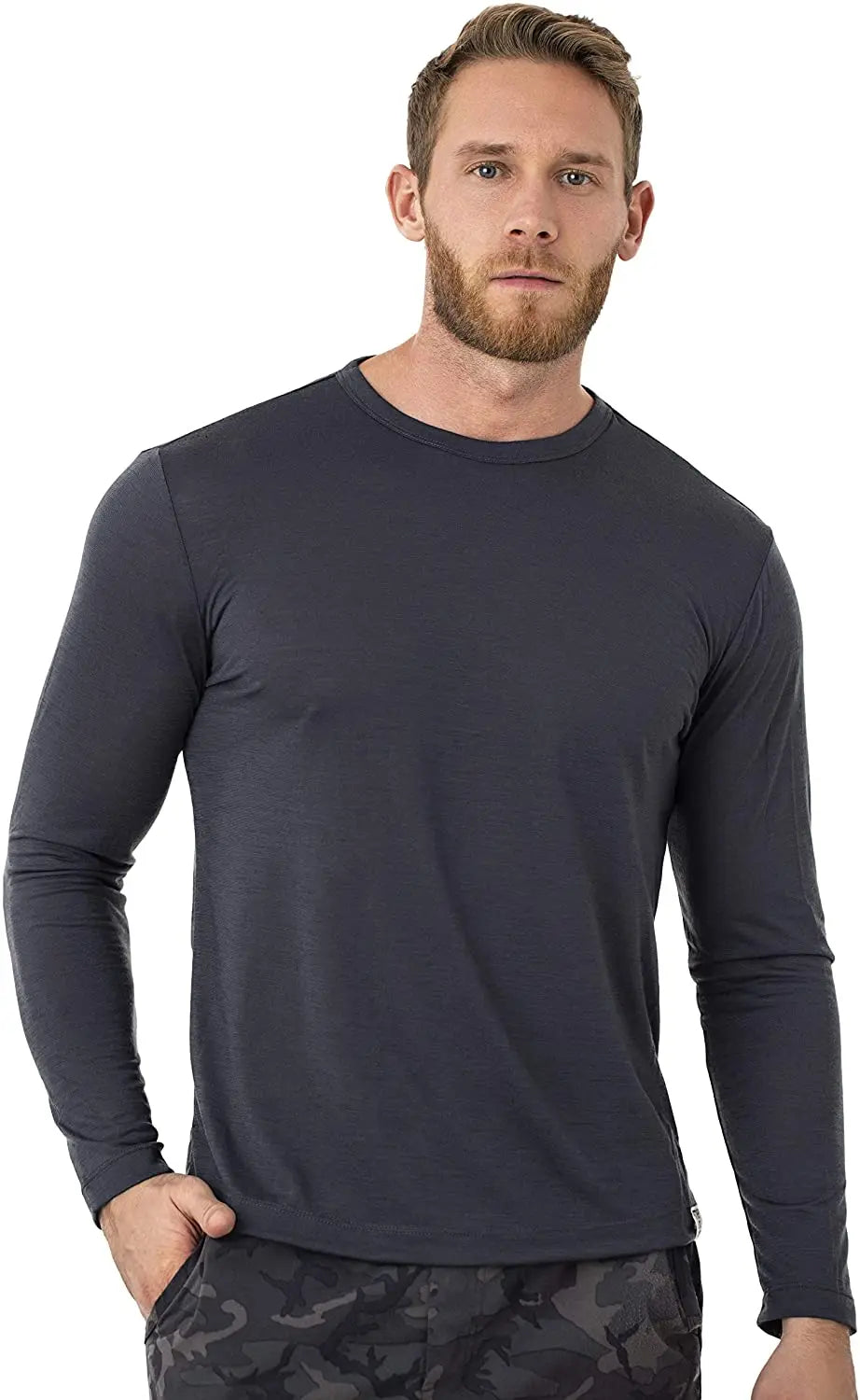 Men's 100% Merino Wool Base Layer Shirt 240G Thermal Top Warm Wicking Breathable Anti-Odor Underwear Warm Clothing Base Layer