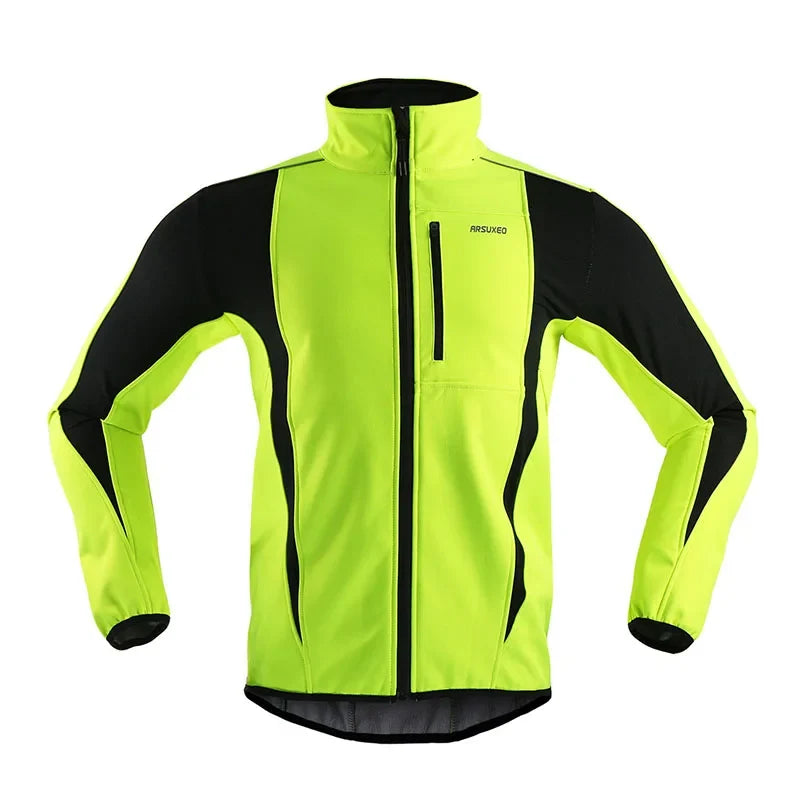 Men's Warm Cycling Jacket Fleece Bike Jersey Windproof Waterproof Softshell Coat Bicycle Clothing Motorcycle Raincoat