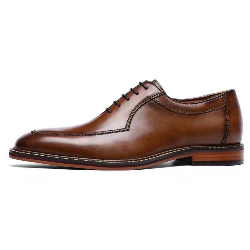 Dress Shoes Men Italian Style Genuine Leather Men's Wedding Shoes Lace Up Formal Gentleman Shoes Party Office High Heel