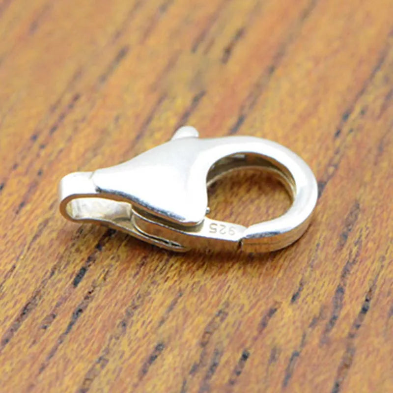 2pcs Real Pure Solid 925 Sterling Silver Lobster Spring Clasps with Ring Hook Claw Buckle Connector Jewelry Making Findings