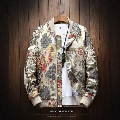 Embroidered Jacket 2025 New Fashion Stand Collar Jacket Boutique plus Size Men's Hip Hop casual Men's Jacket 5X Bohemian style
