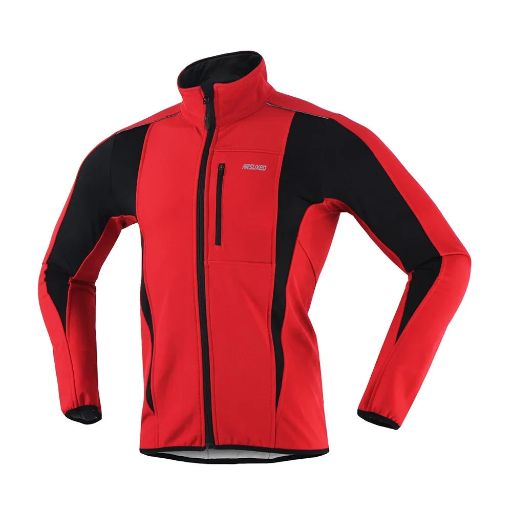 Men's Warm Cycling Jacket Fleece Bike Jersey Windproof Waterproof Softshell Coat Bicycle Clothing Motorcycle Raincoat