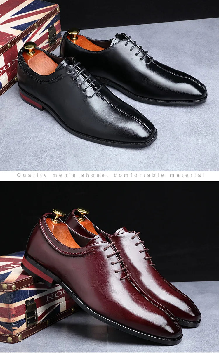 High Quality Retro Men Formal Leather Dress Shoes Pointed Toe Business Oxford Shoes Plus Size 38-48 Men Wedding Shoes