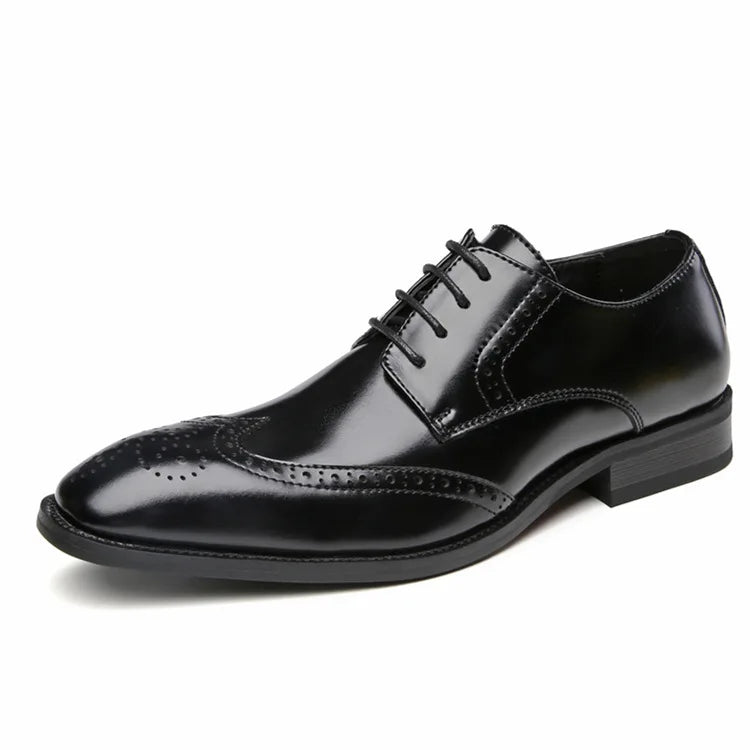 Men's Leather Shoes Carved Business Dress Shoes Shoes For Men Pointed British Brock Shoe EU Large Size 39-47 New