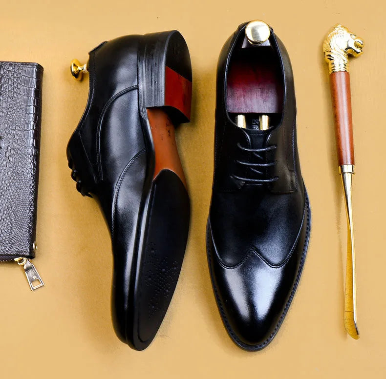 High Quality Handmade Oxford Dress Shoes Men Genuine Cow Leather Suit Shoes Footwear Wedding Formal Italian Shoes Hot Size 37-46