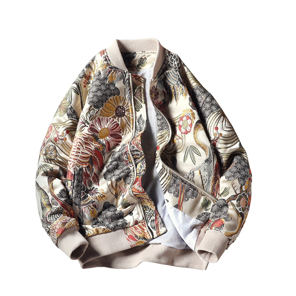 Embroidered Jacket 2025 New Fashion Stand Collar Jacket Boutique plus Size Men's Hip Hop casual Men's Jacket 5X Bohemian style