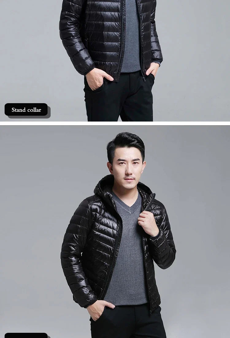 Men's All-Season Ultra Lightweight Packable Down Jacket Water and Wind-Resistant Breathable Coat Big Size Men Hoodies Jackets