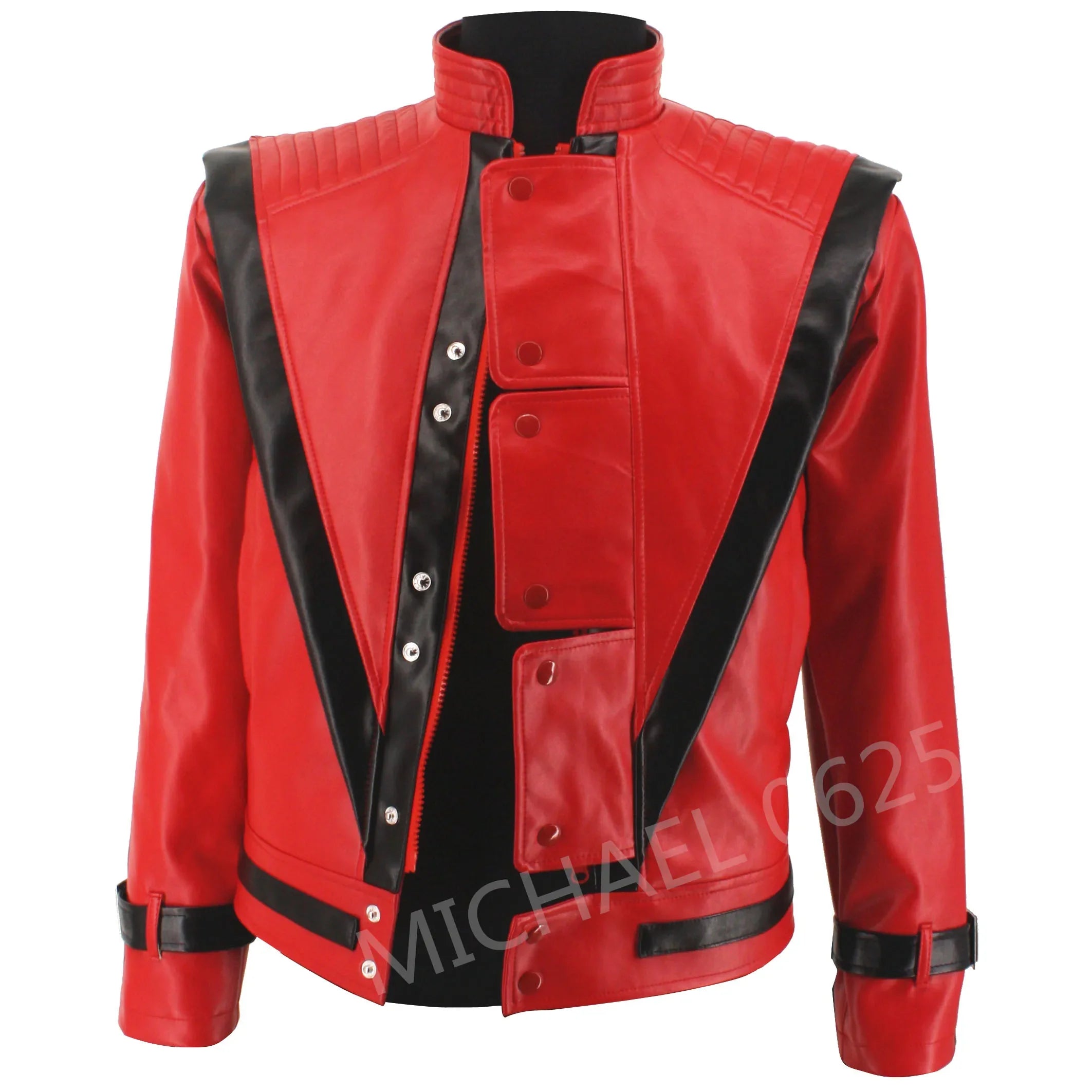 Michael Jackson Scary Night Red Leather Jacket Best Thriller Halloween Costume Christmas Gift