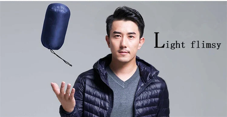 Men's All-Season Ultra Lightweight Packable Down Jacket Water and Wind-Resistant Breathable Coat Big Size Men Hoodies Jackets