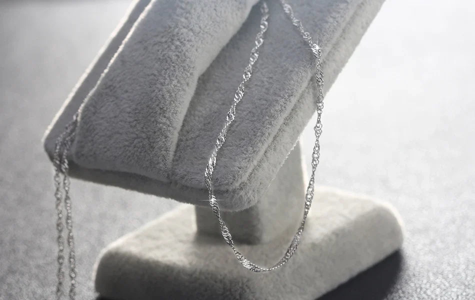 1.5mm Width Singapore Twisted Chain Necklace Solid 925 Sterling Silver Hiphop Classic Style Twist Choker Chain SC02