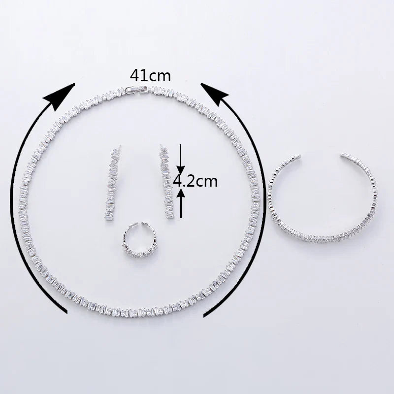 Fashion Irregural Paved Cubic Zinconia Costume Jewelry Set For Ladies Trendy Dubai Wedding Bridal Jewelry Sets TZ8014