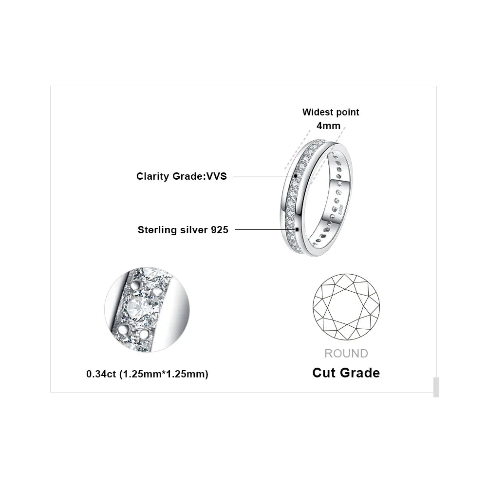 Solid 925 Sterling Silver Wedding Engagement Ring for Woman AAAAA CZ Simulated Diamond Band Ring Luxury Jewelry