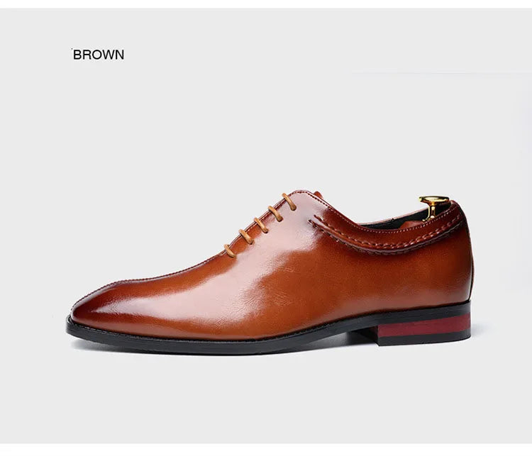 High Quality Retro Men Formal Leather Dress Shoes Pointed Toe Business Oxford Shoes Plus Size 38-48 Men Wedding Shoes