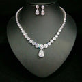 Fashion Design White Color Water Drop Shaped Cubic Zirconia Bridal Jewelry Sets For Women Wedding Accessories Gifts