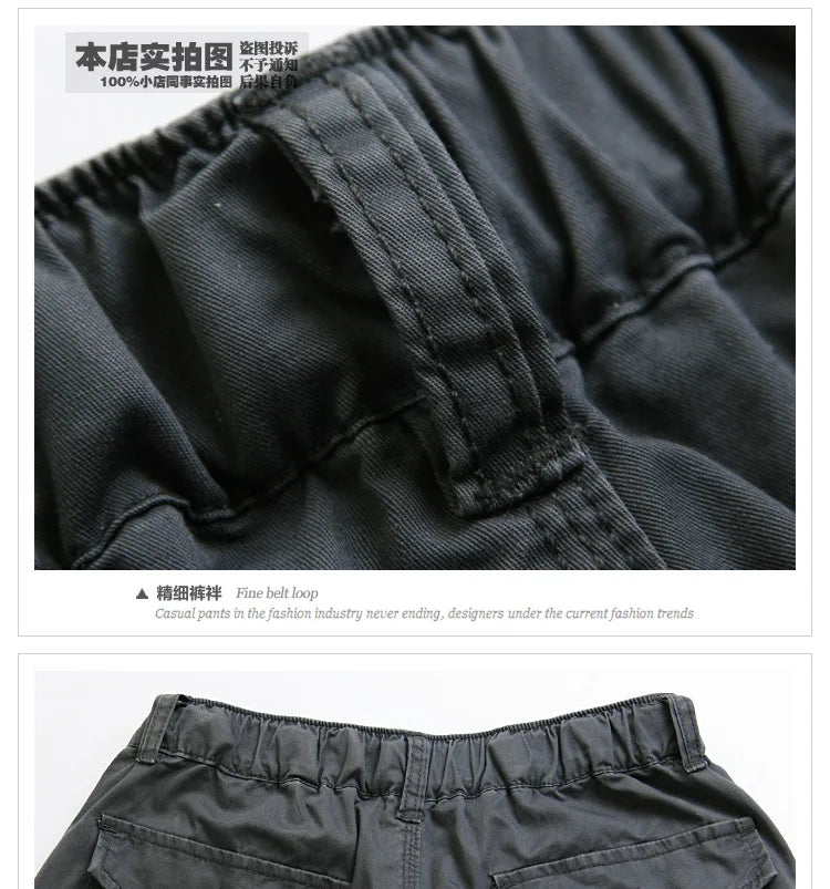 Male Shorts Multi Pocket Summer Loose Zipper Breeches Khaki Grey Plus Size Short Pant Casual Cotton Black Long Mens Cargo Shorts