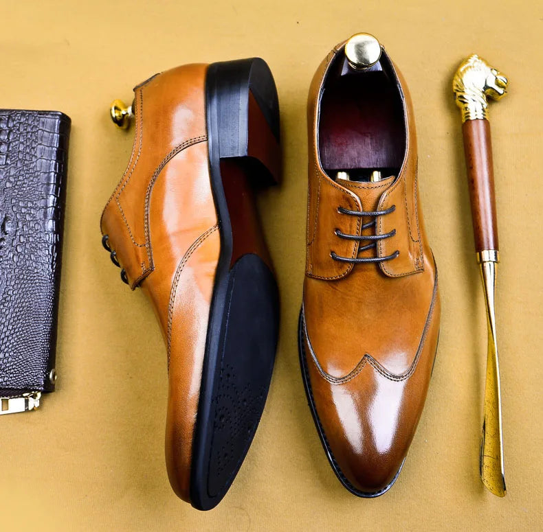High Quality Handmade Oxford Dress Shoes Men Genuine Cow Leather Suit Shoes Footwear Wedding Formal Italian Shoes Hot Size 37-46