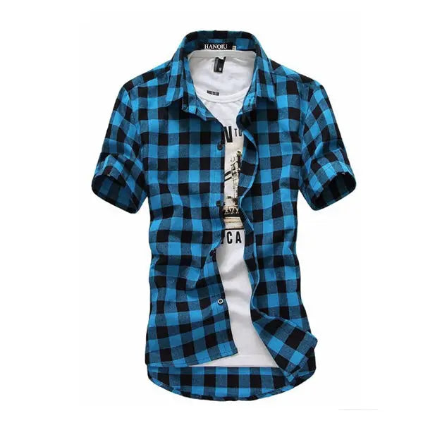 Mens Checkered Shirts Short Sleeve Shirts
