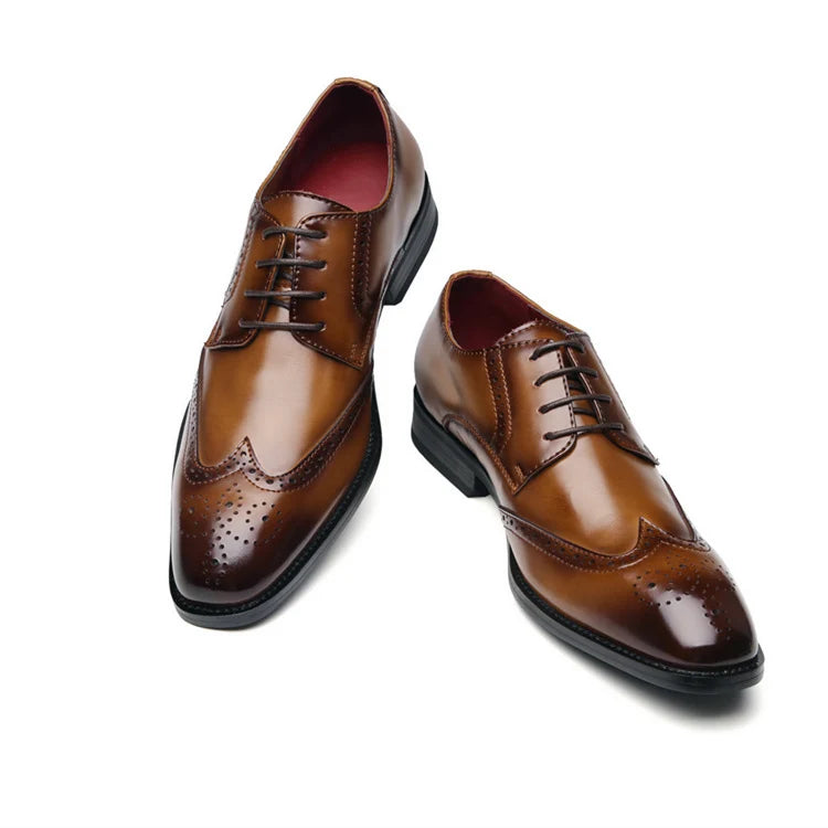 Men's Leather Shoes Carved Business Dress Shoes Shoes For Men Pointed British Brock Shoe EU Large Size 39-47 New