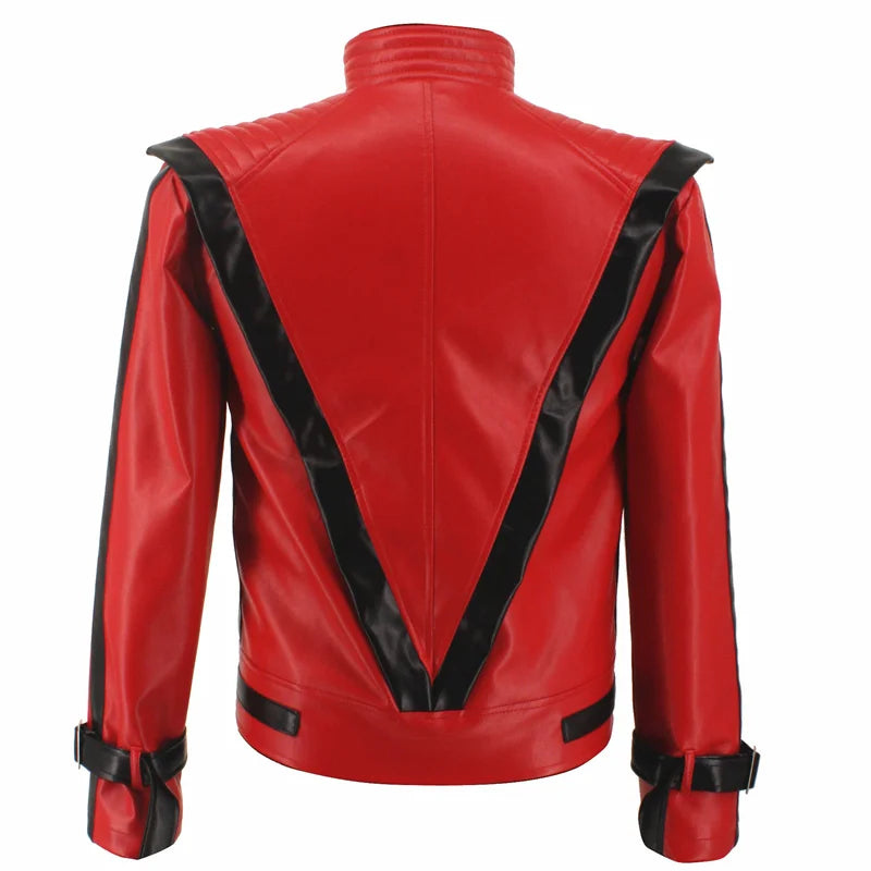Michael Jackson Scary Night Red Leather Jacket Best Thriller Halloween Costume Christmas Gift