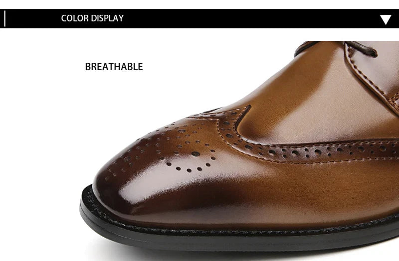 Men's Leather Shoes Carved Business Dress Shoes Shoes For Men Pointed British Brock Shoe EU Large Size 39-47 New