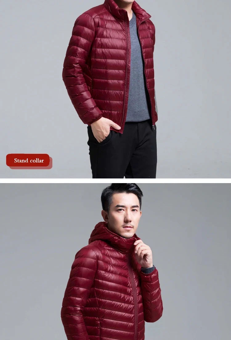 Men's All-Season Ultra Lightweight Packable Down Jacket Water and Wind-Resistant Breathable Coat Big Size Men Hoodies Jackets