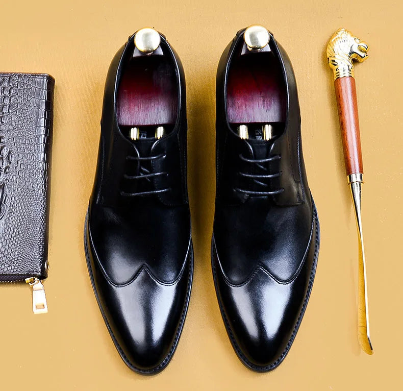 High Quality Handmade Oxford Dress Shoes Men Genuine Cow Leather Suit Shoes Footwear Wedding Formal Italian Shoes Hot Size 37-46
