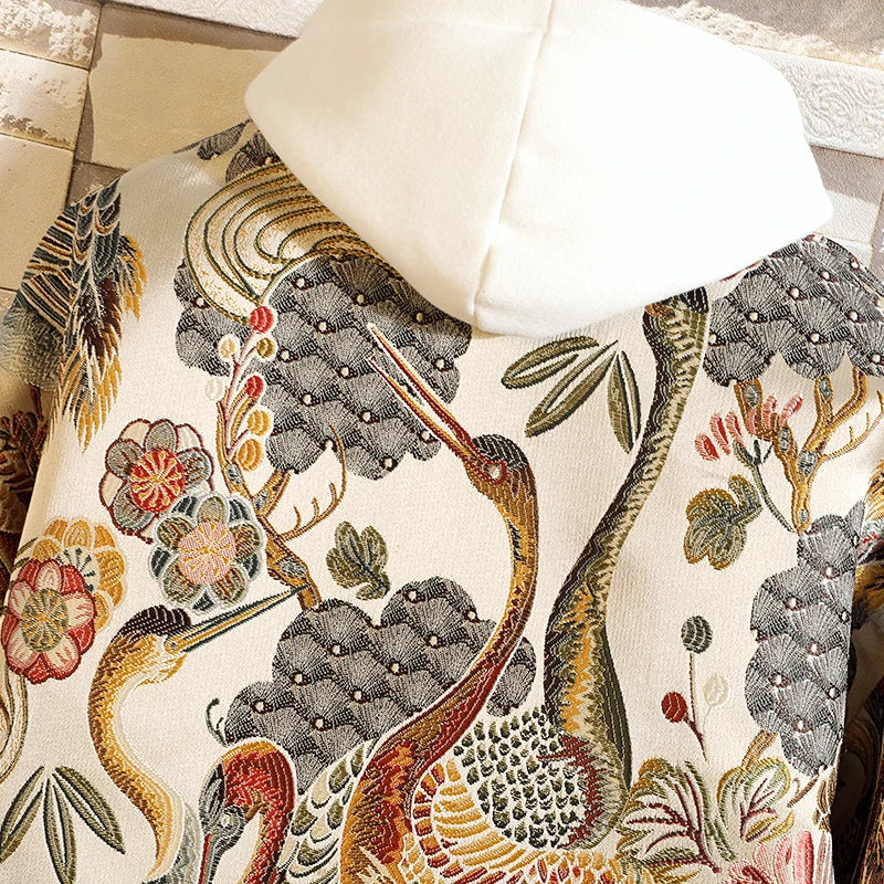 Embroidered Jacket 2025 New Fashion Stand Collar Jacket Boutique plus Size Men's Hip Hop casual Men's Jacket 5X Bohemian style
