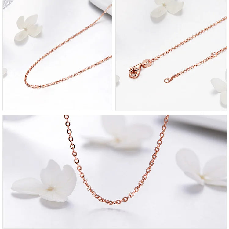 Rose Gold Color 925 Sterling Silver Necklace Chain Lobster Clasp Simple Chain Fashion Necklace Basic Jewelry 45cm