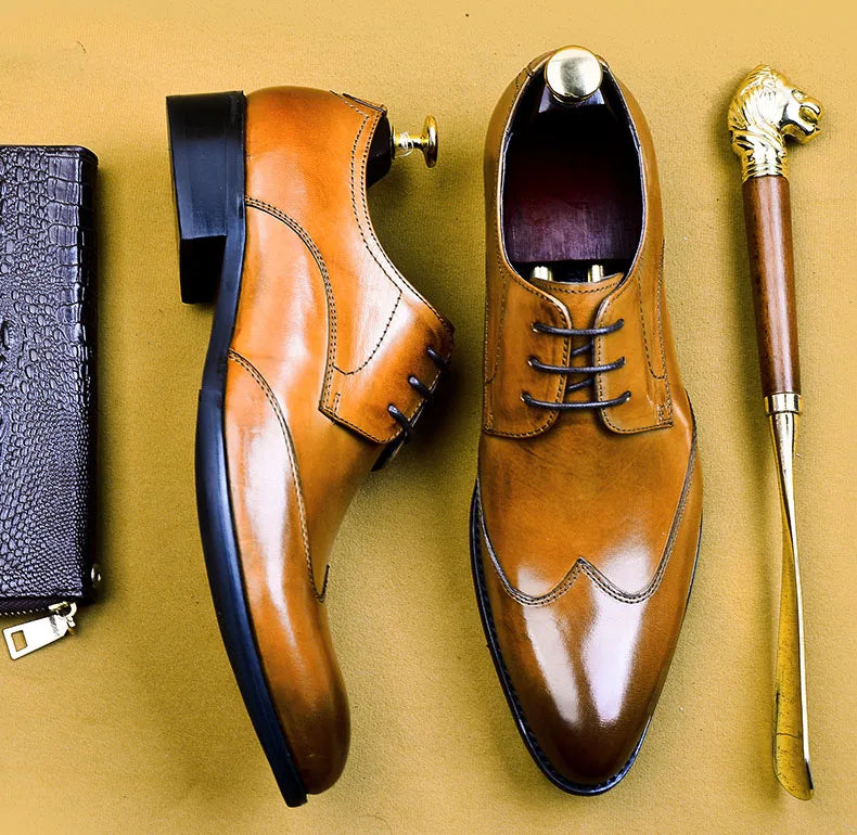 High Quality Handmade Oxford Dress Shoes Men Genuine Cow Leather Suit Shoes Footwear Wedding Formal Italian Shoes Hot Size 37-46