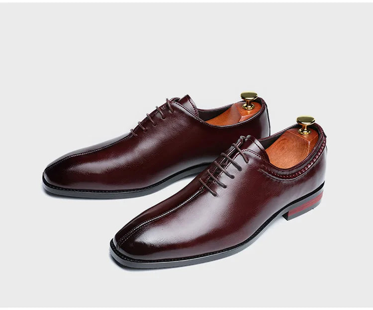 High Quality Retro Men Formal Leather Dress Shoes Pointed Toe Business Oxford Shoes Plus Size 38-48 Men Wedding Shoes