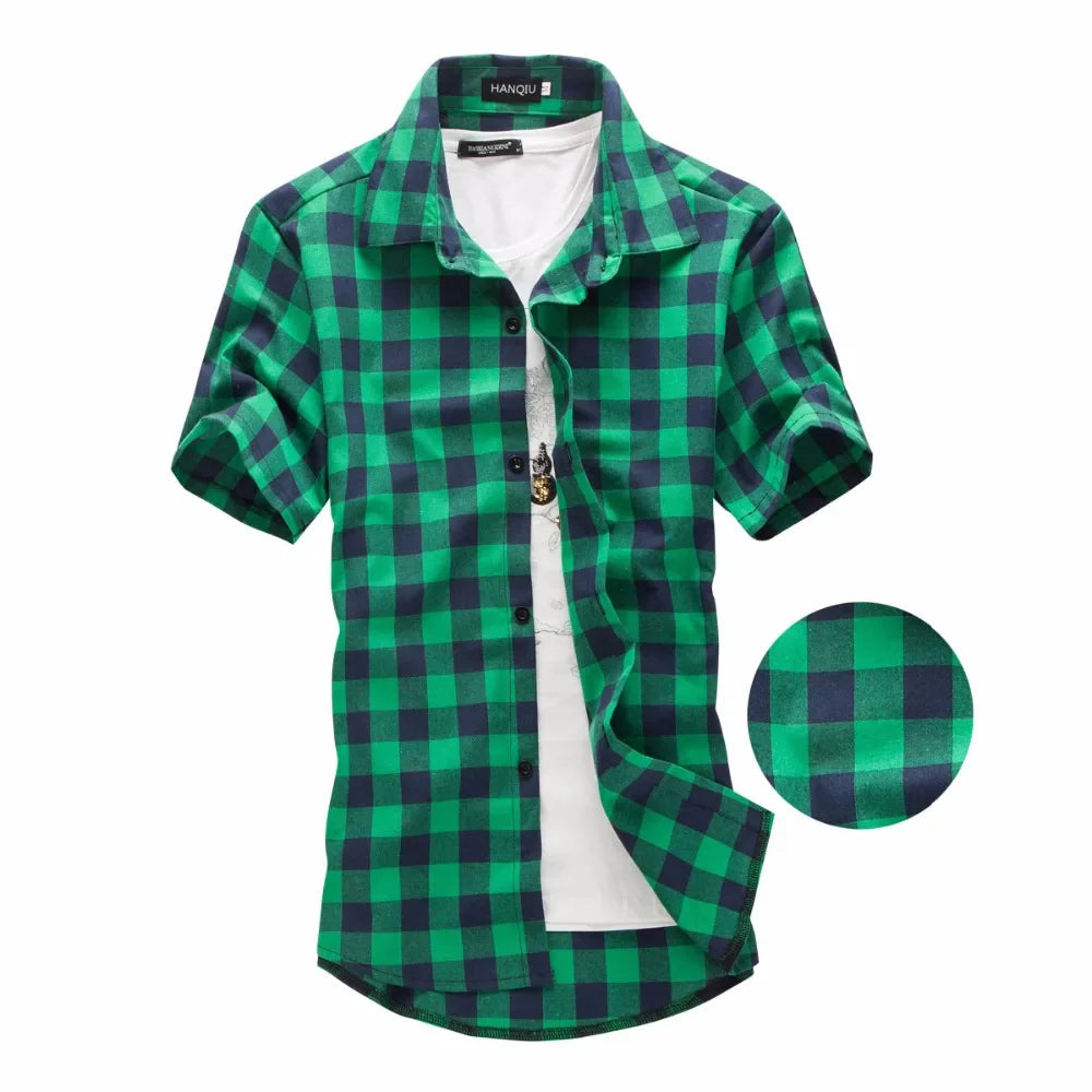 Mens Checkered Shirts Short Sleeve Shirts