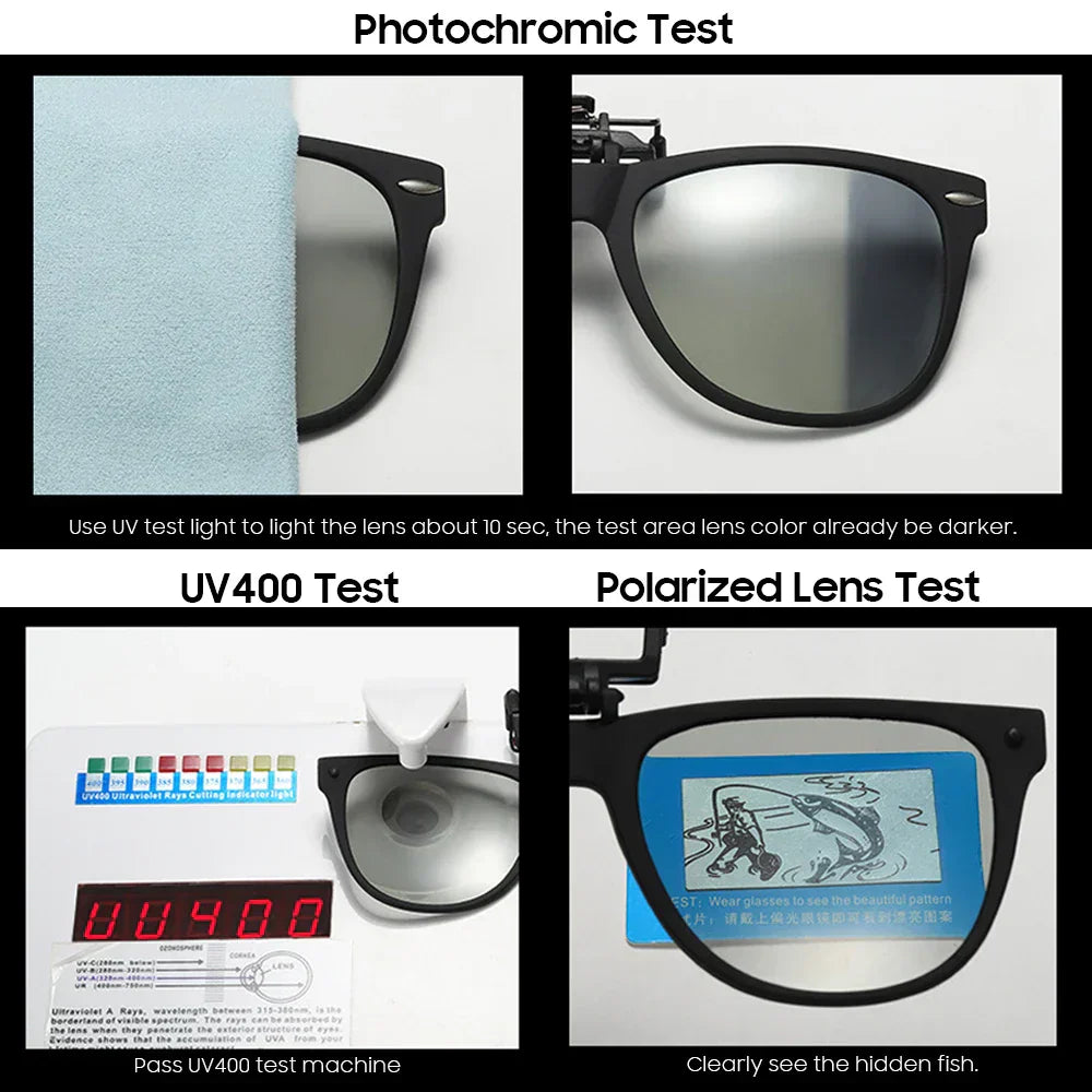 Men Photochromic Polarized Lens Flip Up Clip on Sunglasses Women Driving Sun Glasses with Clips 2026 Trending Product