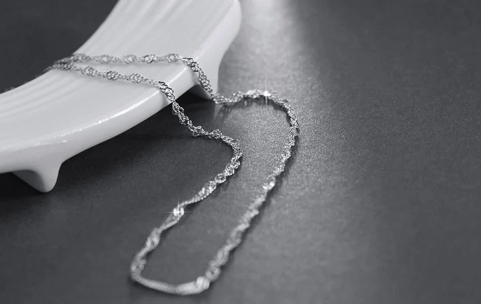 1.5mm Width Singapore Twisted Chain Necklace Solid 925 Sterling Silver Hiphop Classic Style Twist Choker Chain SC02