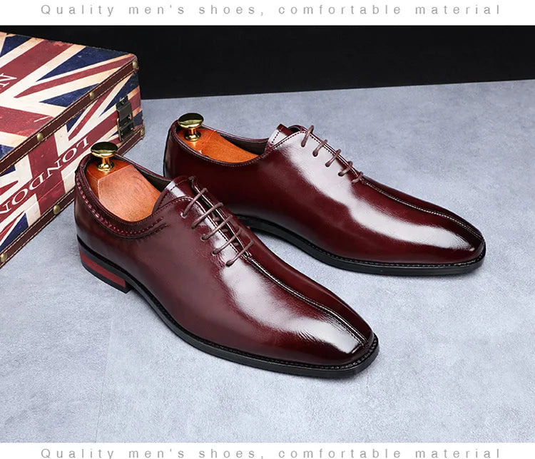 High Quality Retro Men Formal Leather Dress Shoes Pointed Toe Business Oxford Shoes Plus Size 38-48 Men Wedding Shoes