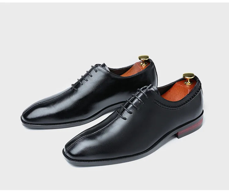 High Quality Retro Men Formal Leather Dress Shoes Pointed Toe Business Oxford Shoes Plus Size 38-48 Men Wedding Shoes