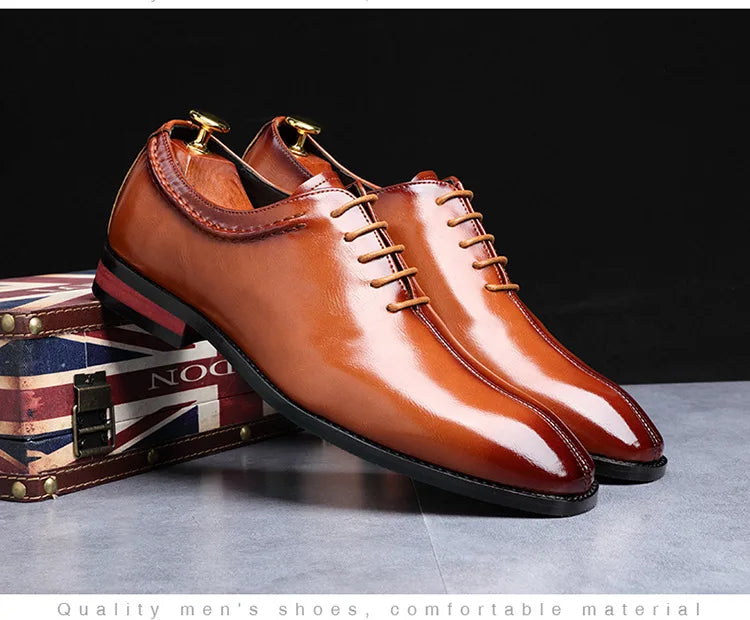 High Quality Retro Men Formal Leather Dress Shoes Pointed Toe Business Oxford Shoes Plus Size 38-48 Men Wedding Shoes